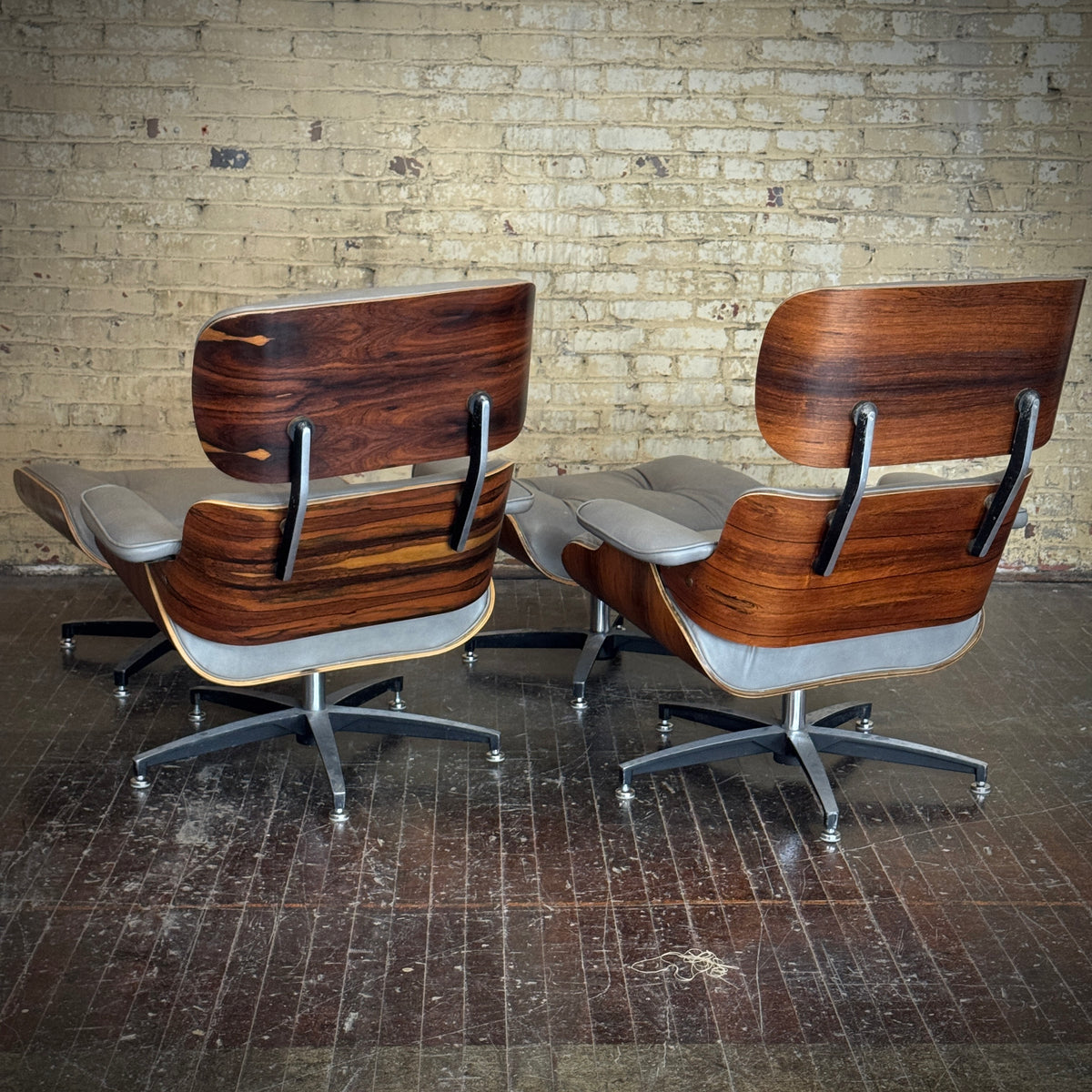 Vintage Rosewood and Leather Selig Eames Style Lounge Chair and Ottoman