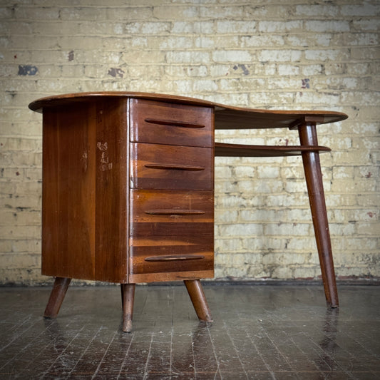 Bissman Kidney Bean Solid Walnut Desk