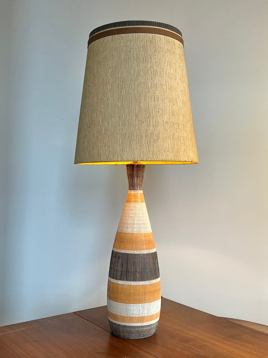 Earthenware Brown Orange & Cream Table Lamp