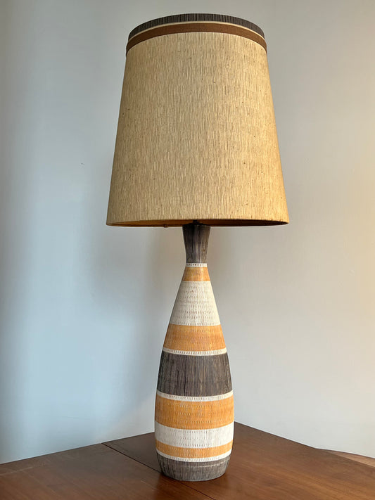 Earthenware Brown Orange & Cream Table Lamp