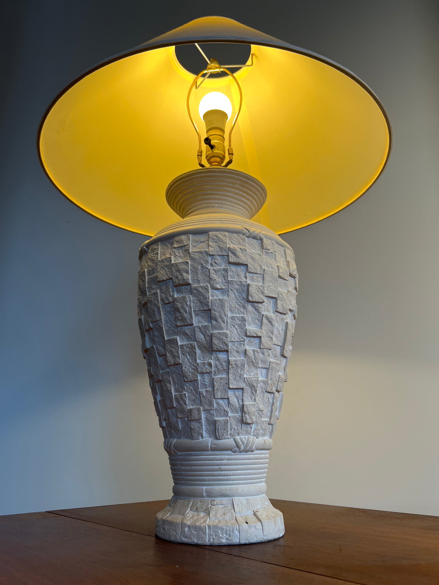 Vintage Post Modern Travertine Table Lamp