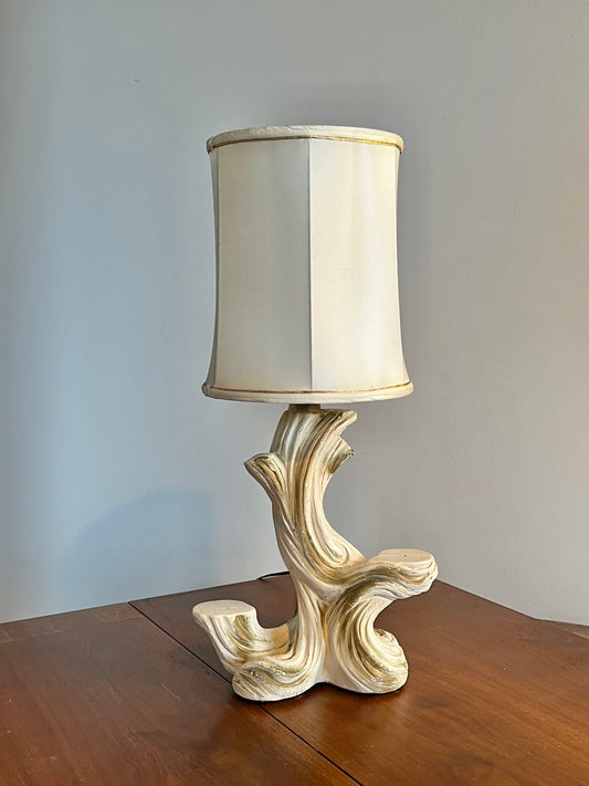 Vintage Glazed Plaster Driftwood Table Lamp