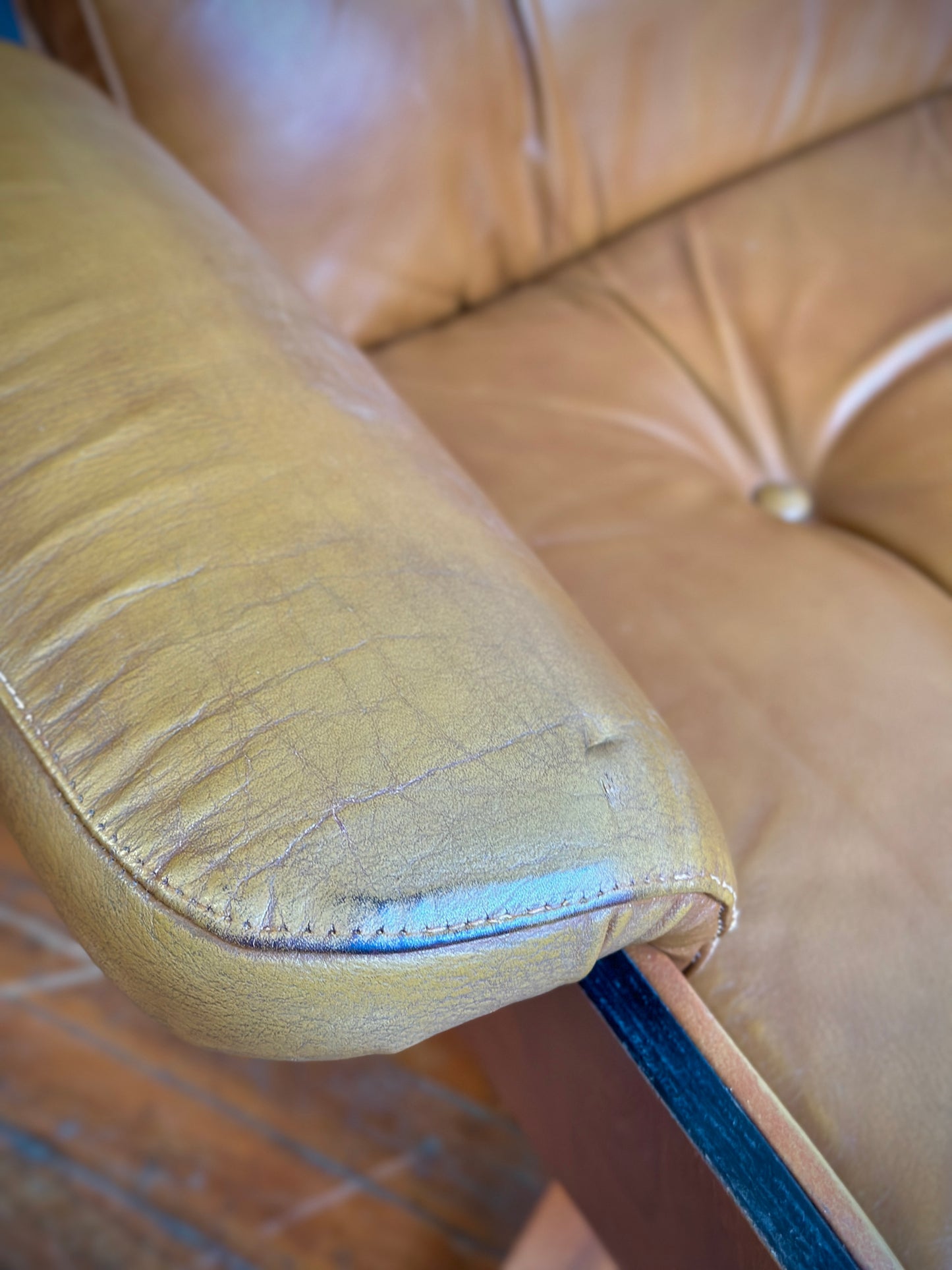 Original Leather Plycraft Swivel Recliner