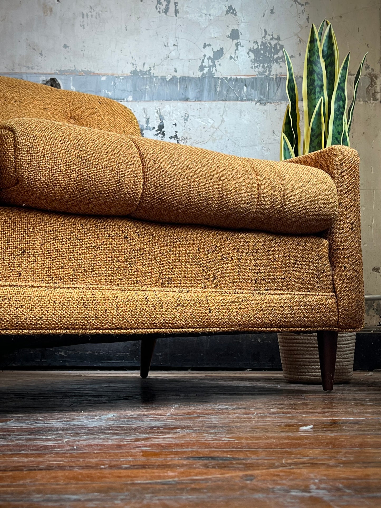 Vintage Orange Tweed Sofa