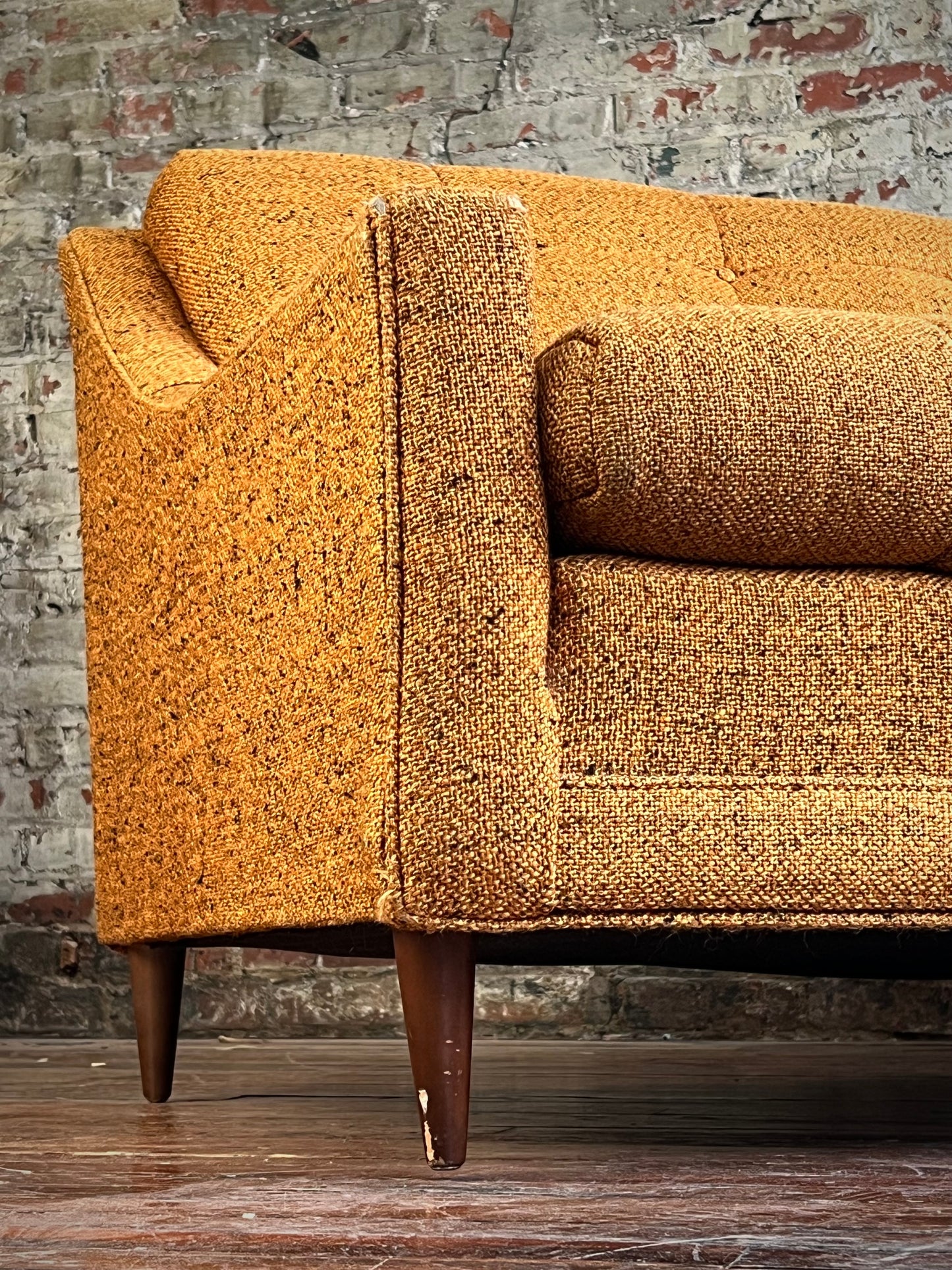 Vintage Orange Tweed Sofa