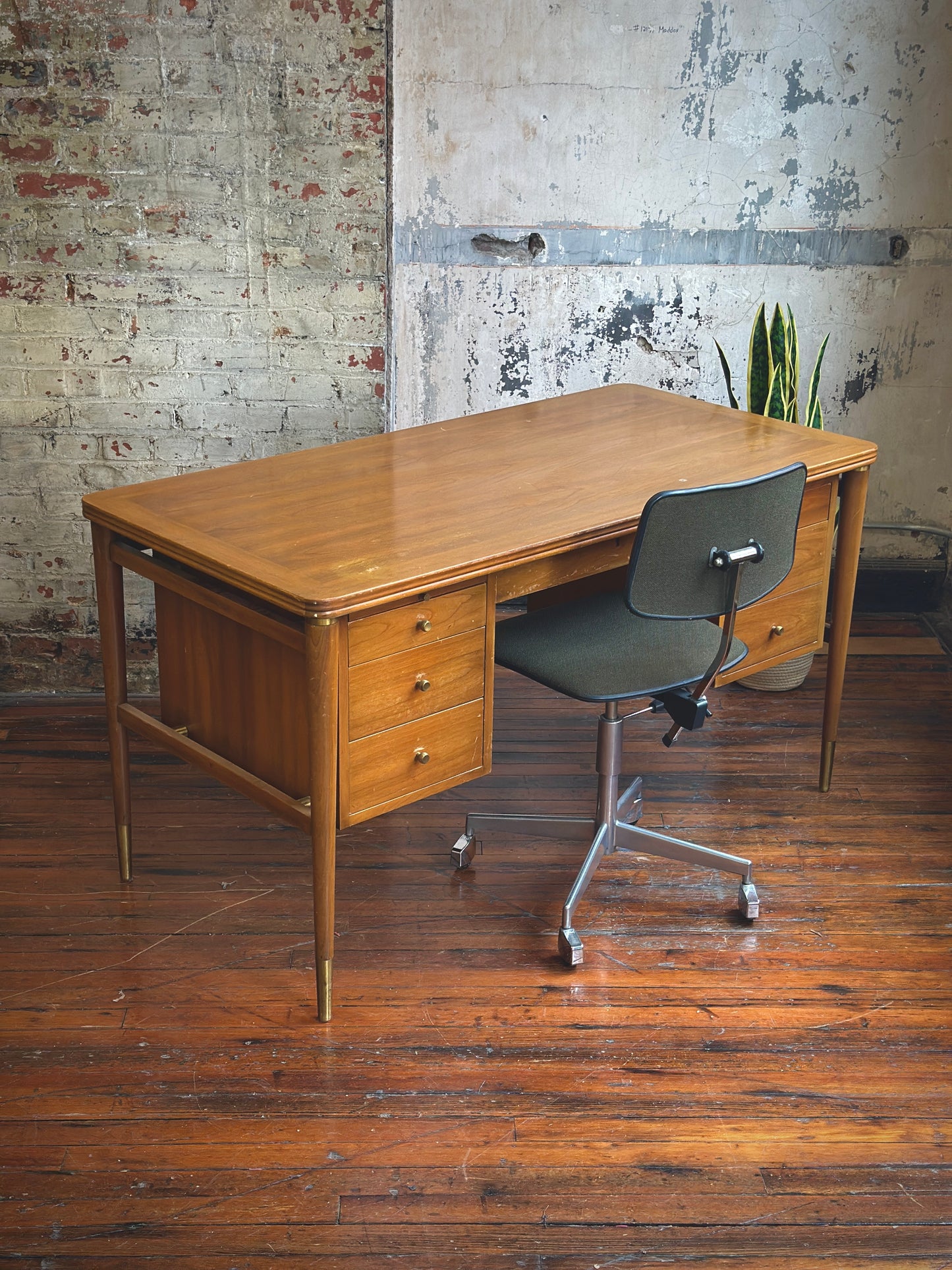 John Widdicomb Brass Mounted Cherry Desk