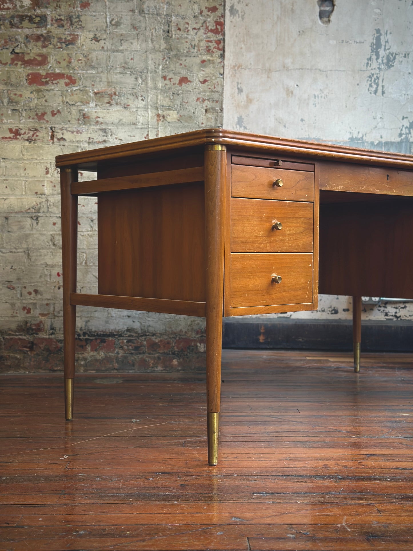 John Widdicomb Brass Mounted Cherry Desk