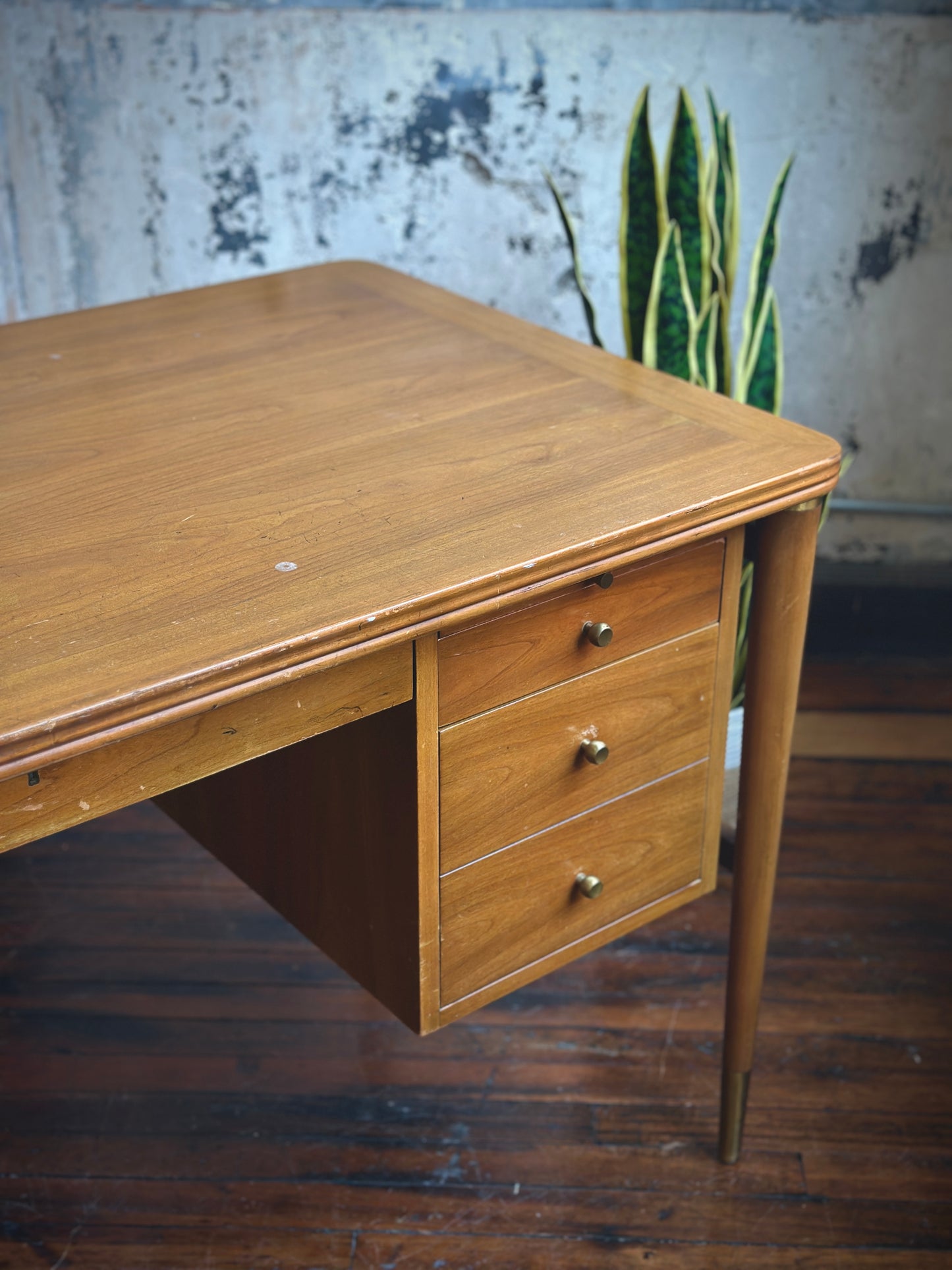 John Widdicomb Brass Mounted Cherry Desk
