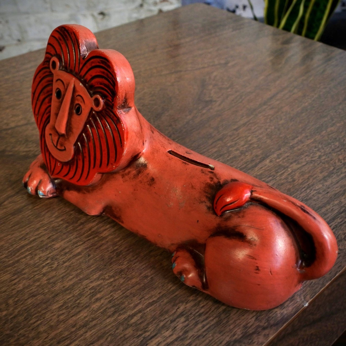 Kitschy Lion Chalkware Vintage Coinbank