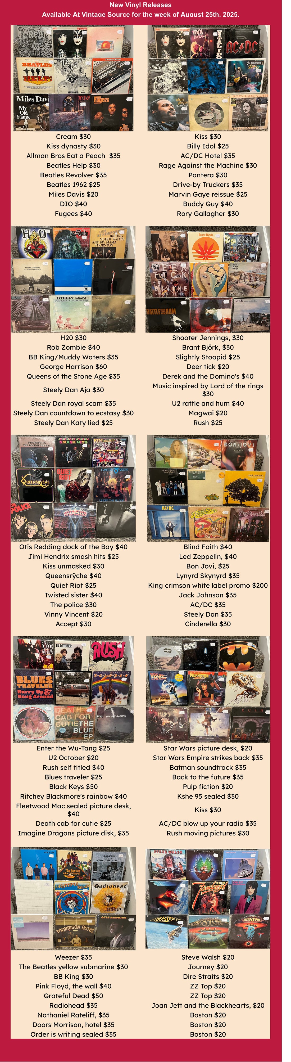 New Vinyl Arrivals 8/25