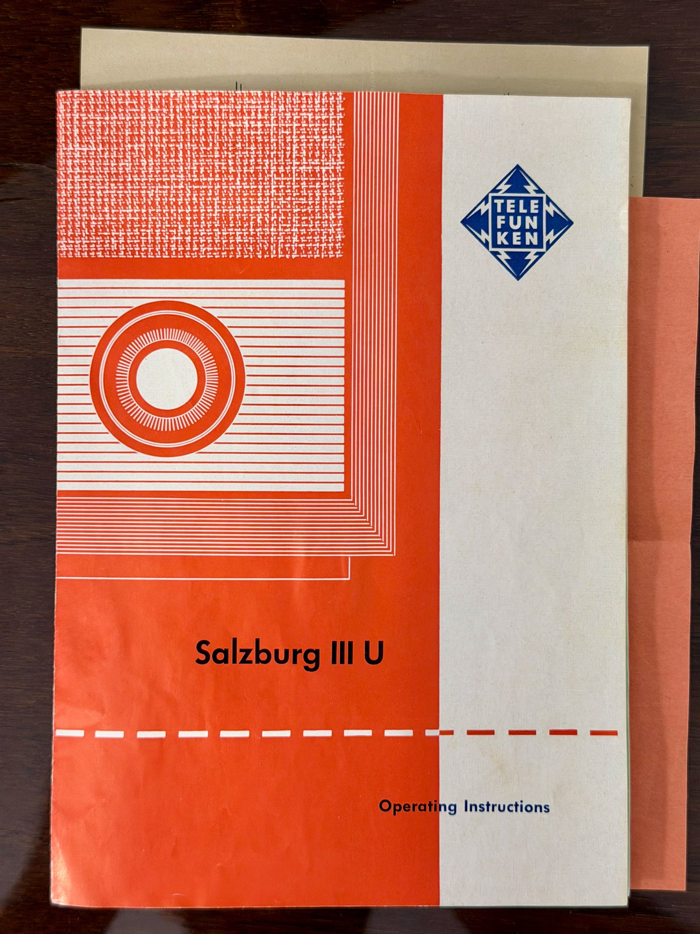 Vintage Telefunken Salzburg III U operating instructions manual with red and white design.