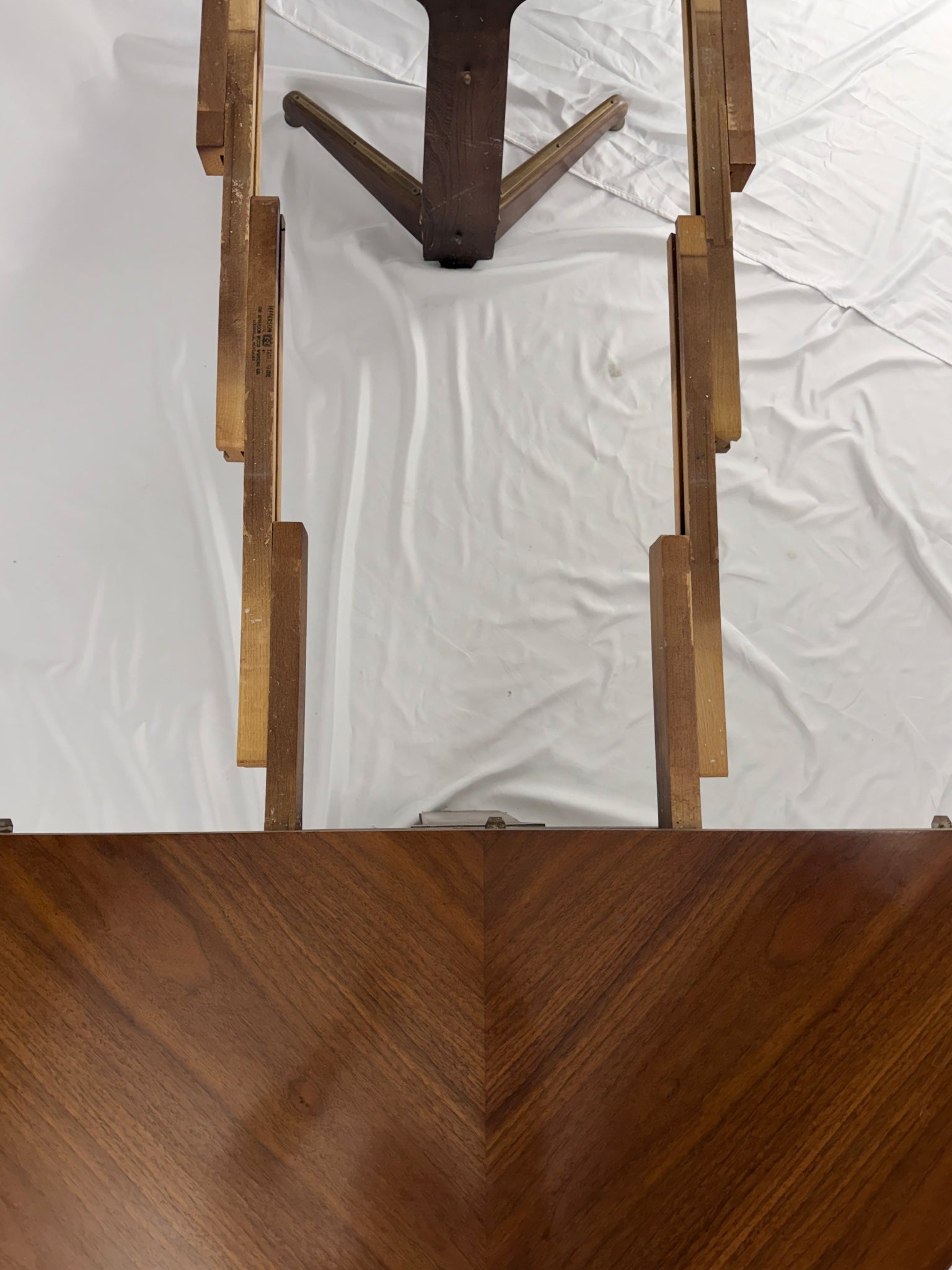 Wooden dining table  on a white background