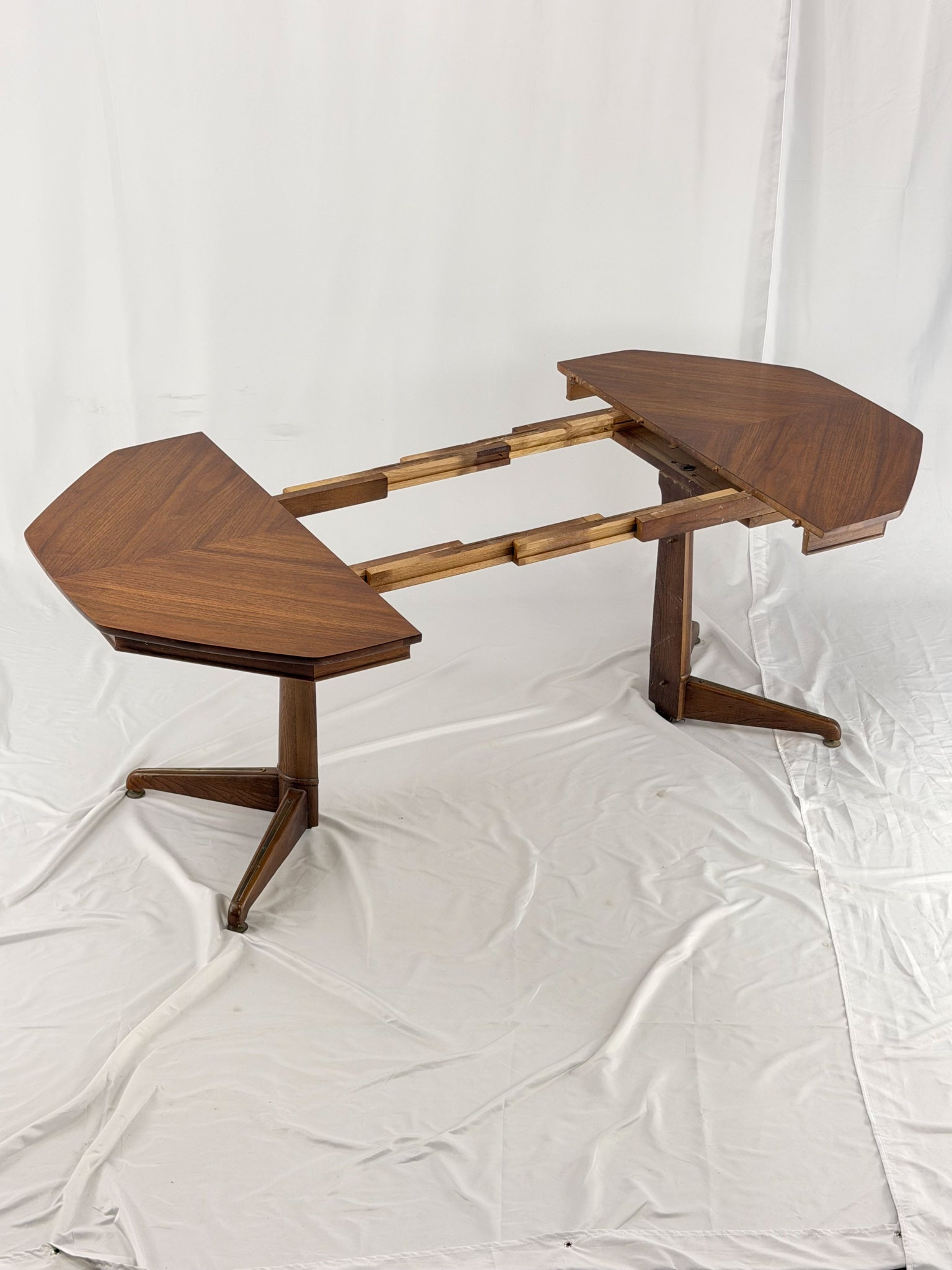 Wooden dining table  on a white background