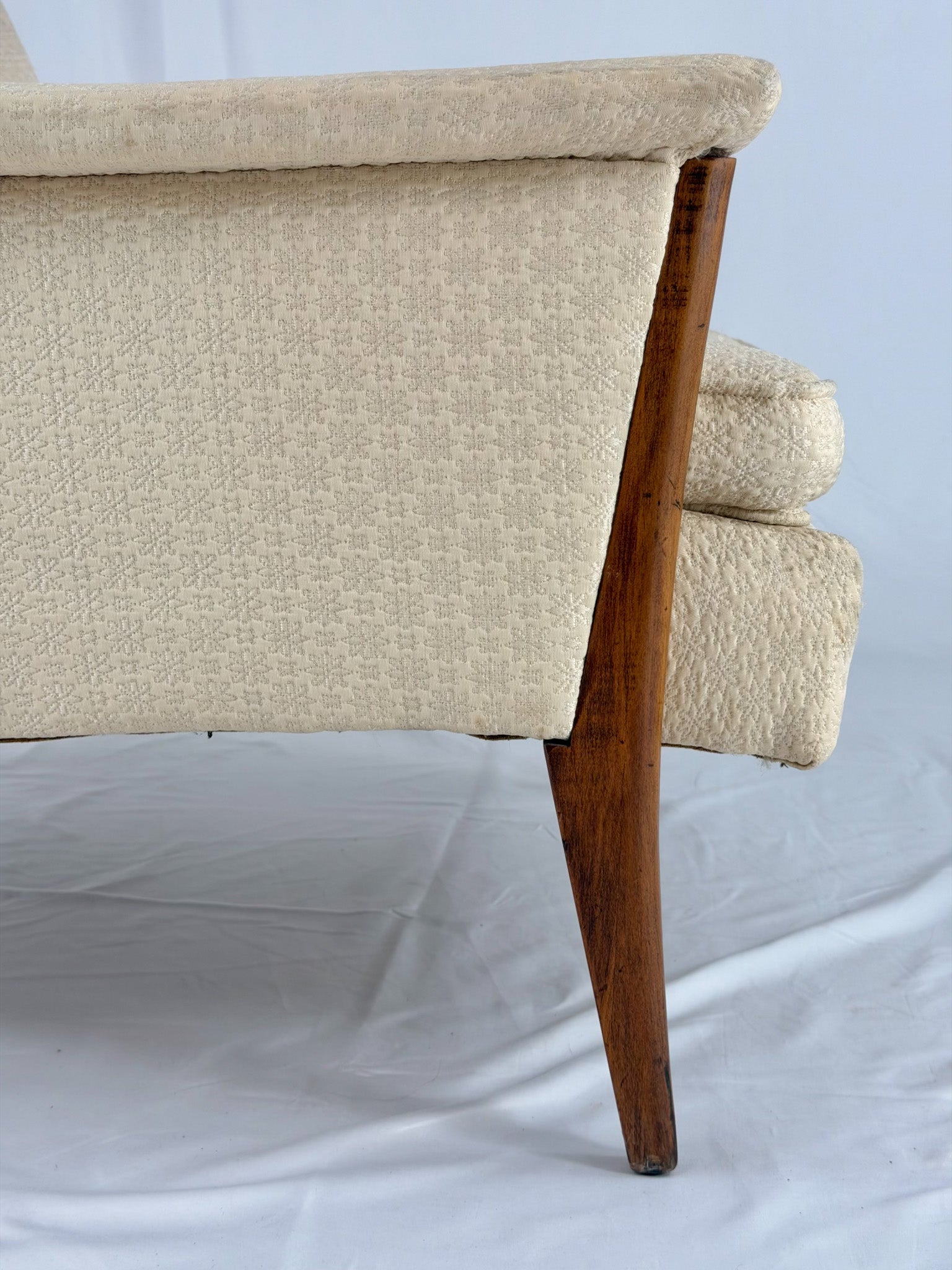 Close up Beige armchair on a white background