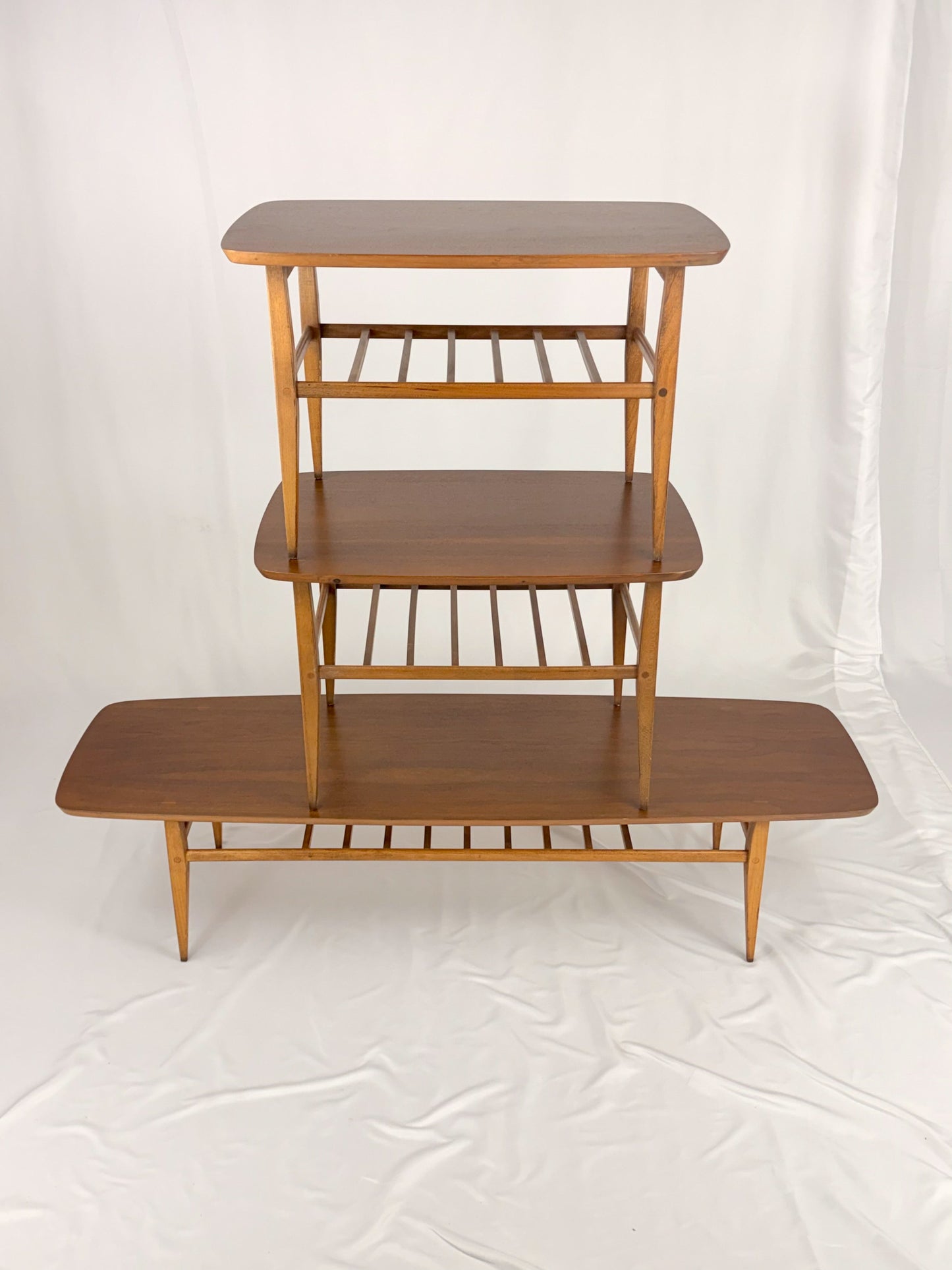 Wooden coffee tables on a white background