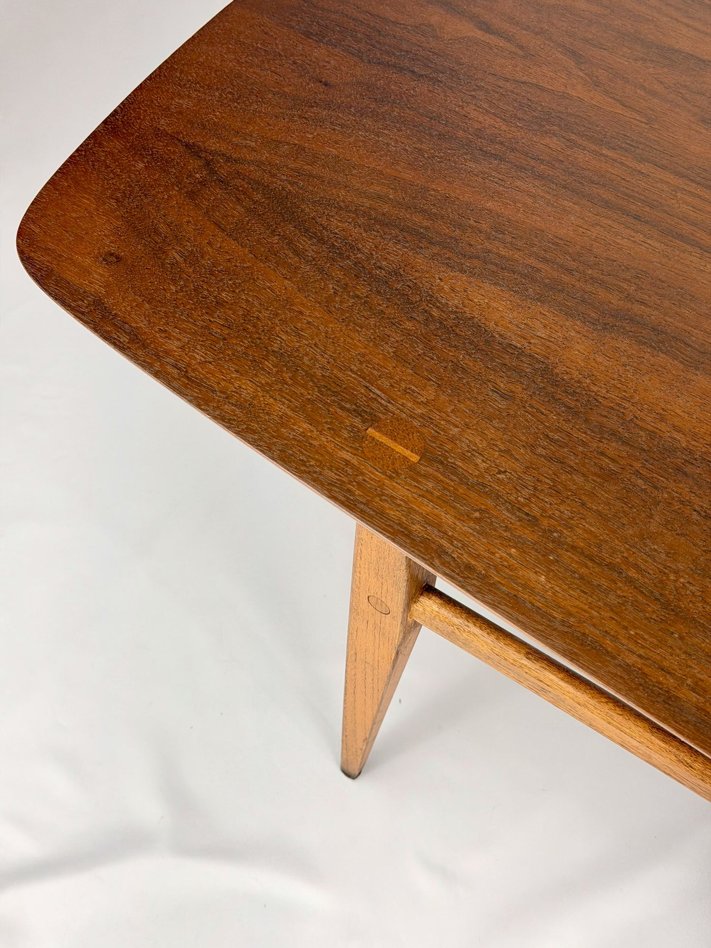 Wooden coffee table on a white background