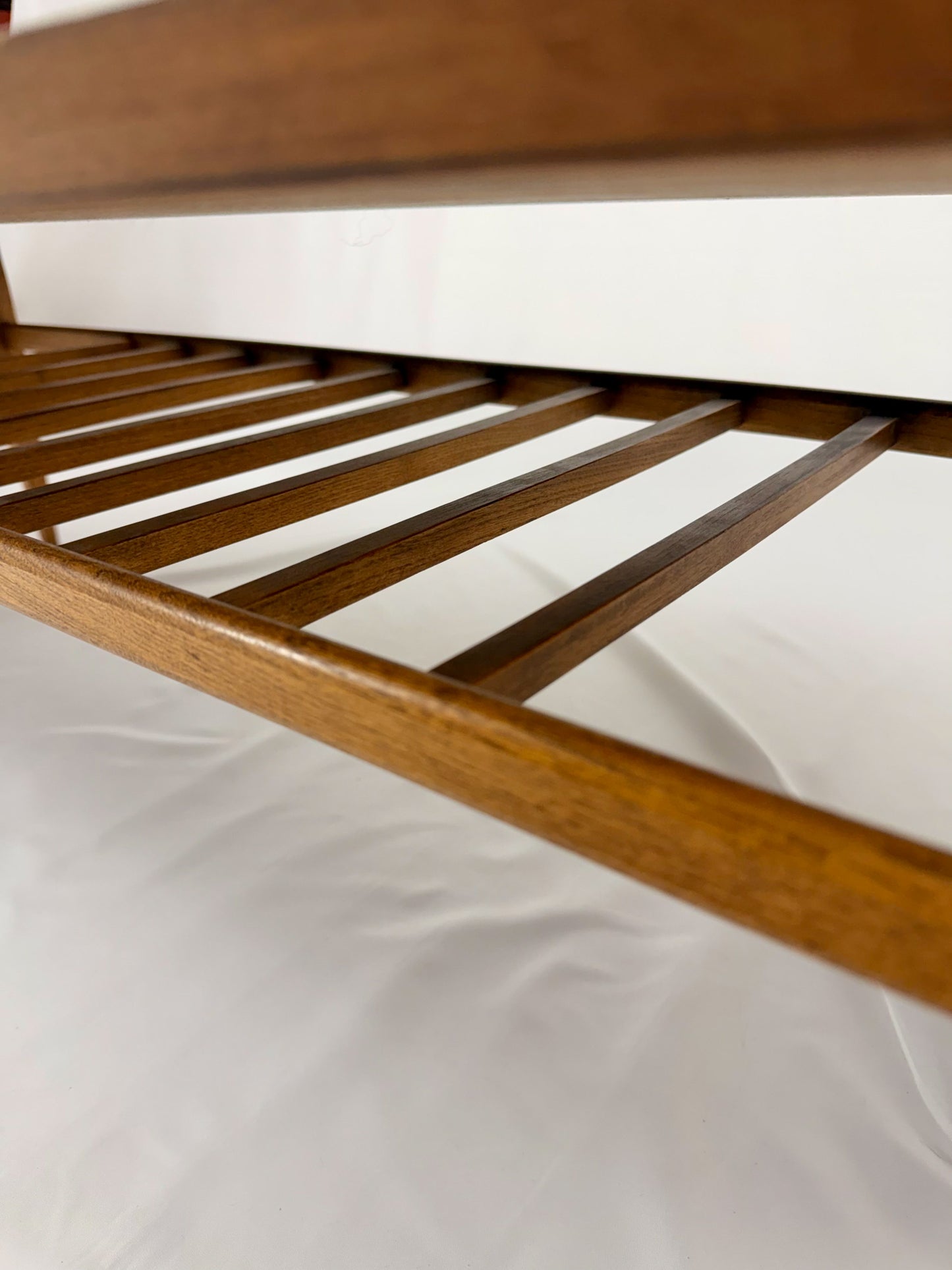 Wooden coffee table on a white background