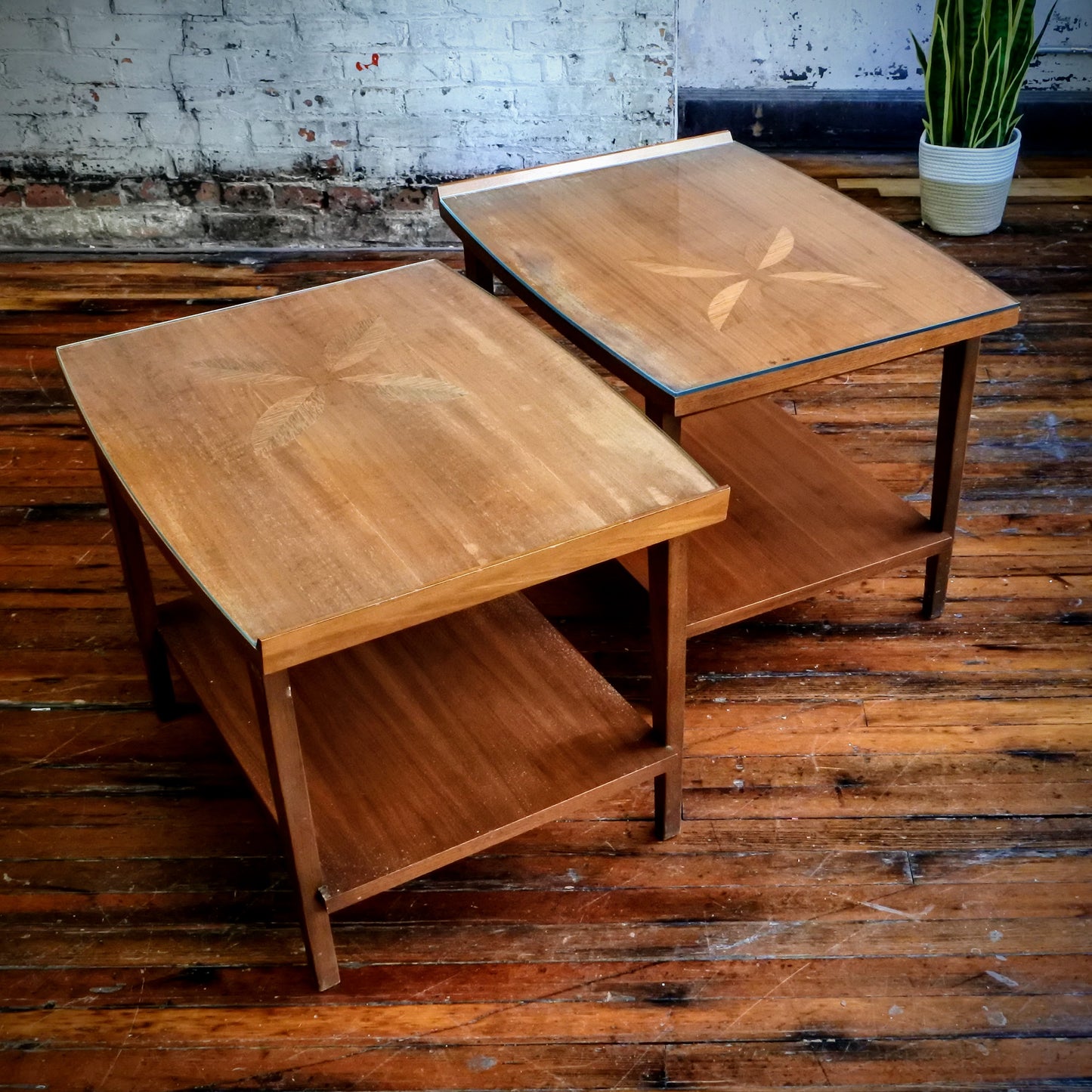 Lane MCM Side Table (Pair) w/ Restored Tops