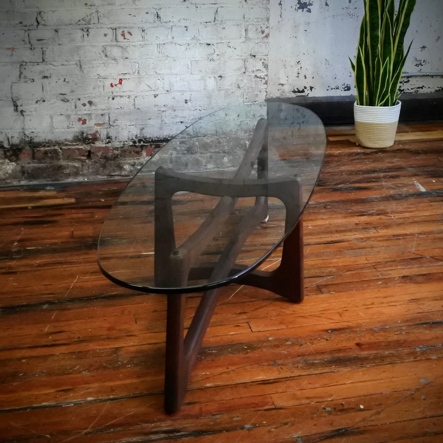 Adrian Pearsall MCM Ribbon Glass Top Coffee Table