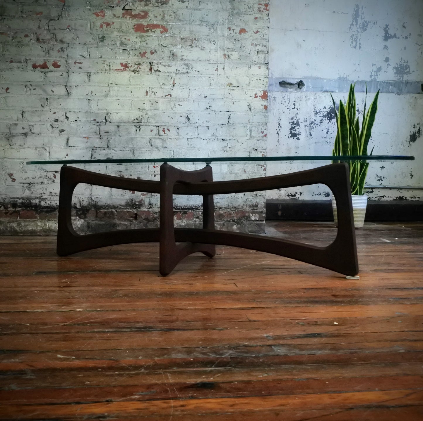 Adrian Pearsall MCM Ribbon Glass Top Coffee Table