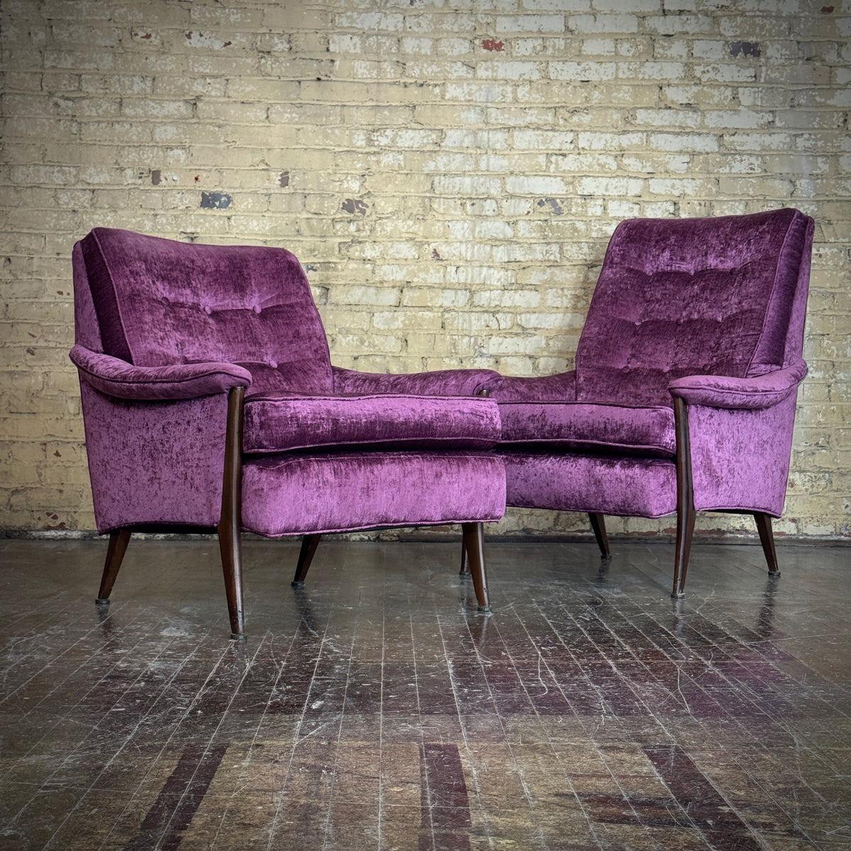 Pair - Violet Upholstered Kroehler Lounge Chairs