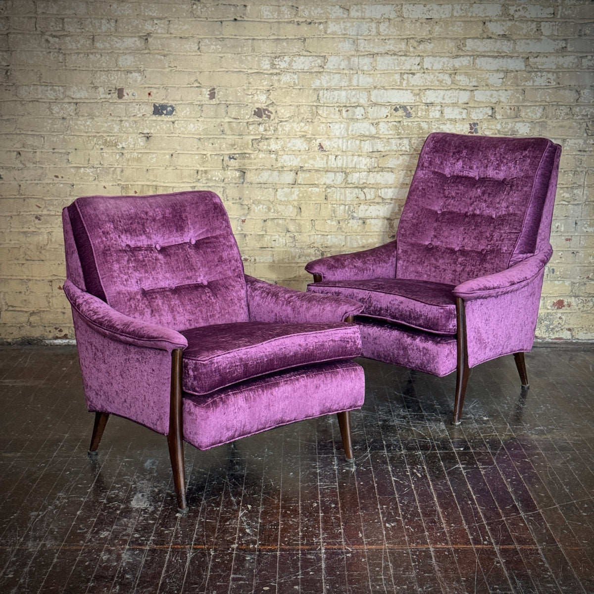 Pair - Violet Upholstered Kroehler Lounge Chairs