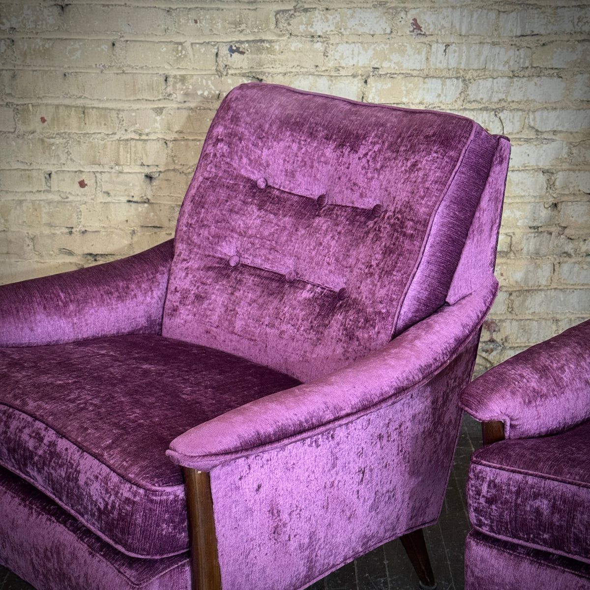 Pair - Violet Upholstered Kroehler Lounge Chairs