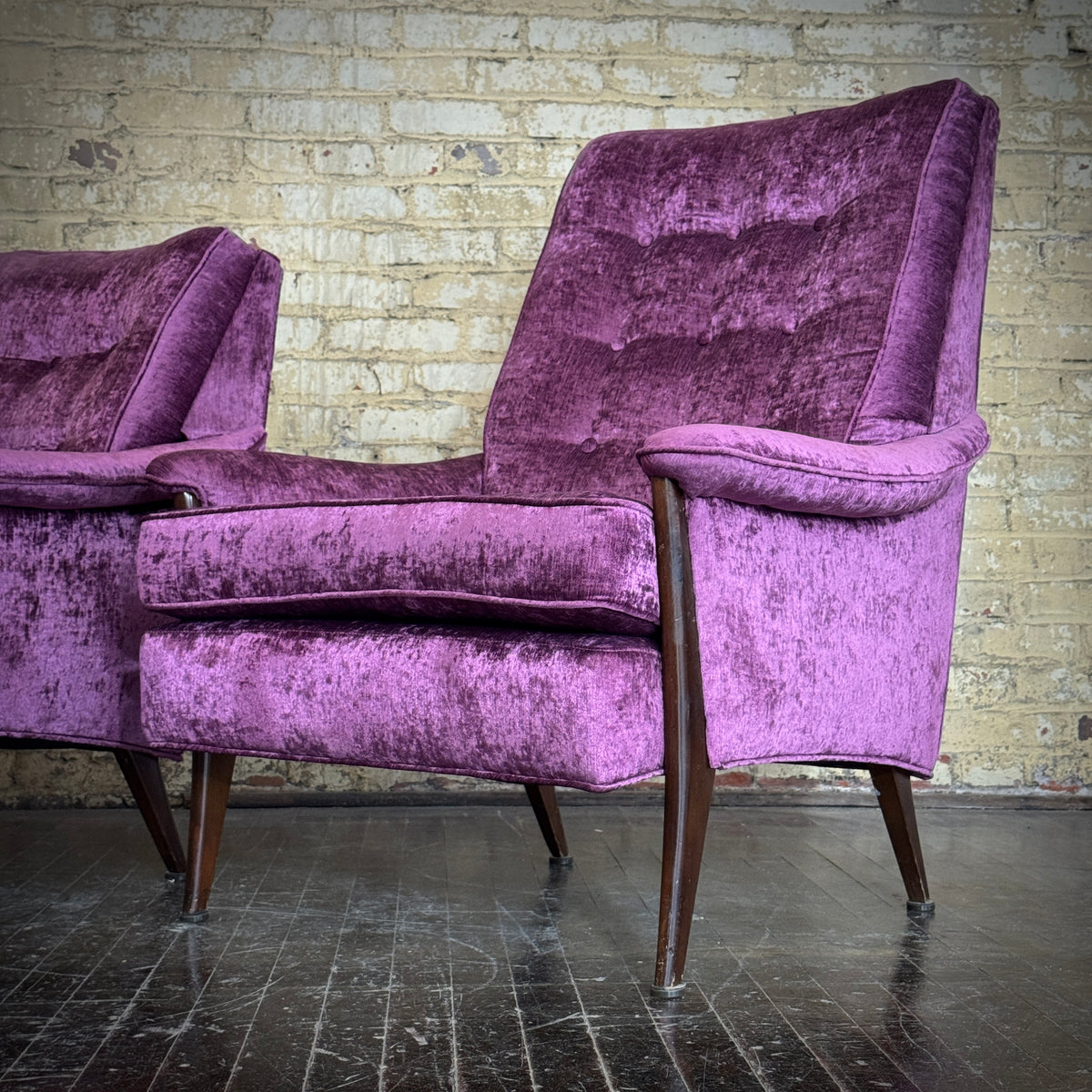 Pair - Violet Upholstered Kroehler Lounge Chairs