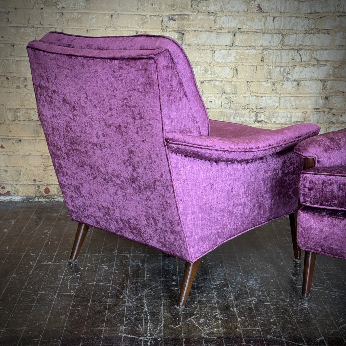 Pair - Violet Upholstered Kroehler Lounge Chairs