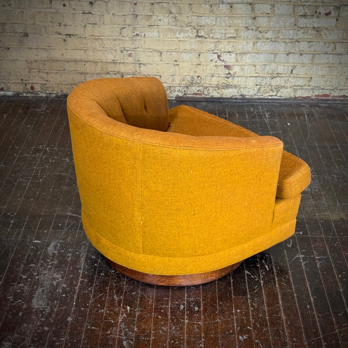 MCM Walnut Base Barrel Chair (YOU Customize!)