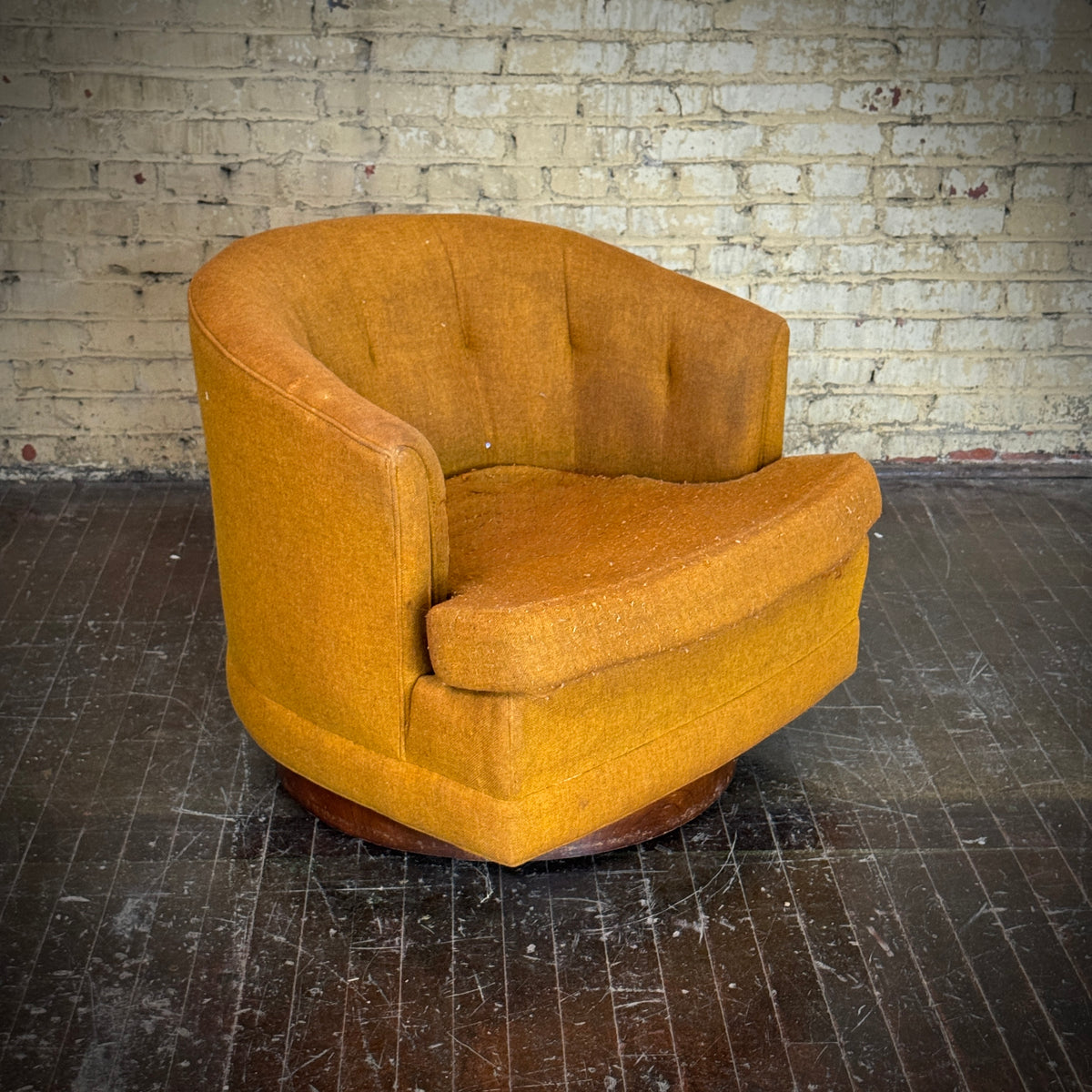 MCM Walnut Base Barrel Chair (YOU Customize!)