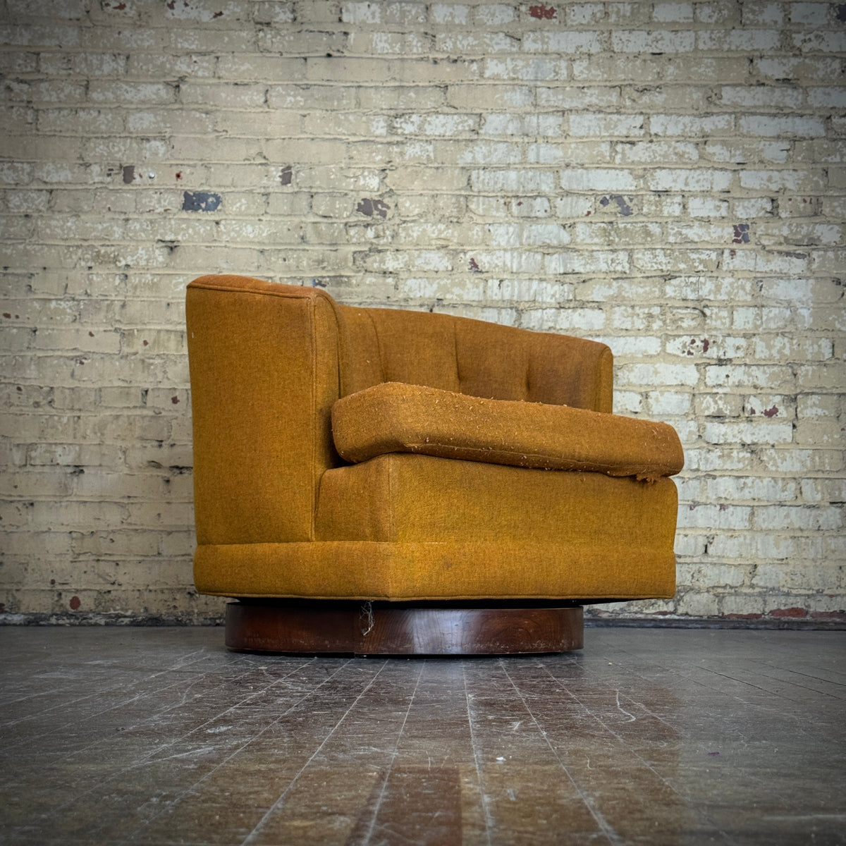MCM Walnut Base Barrel Chair (YOU Customize!)