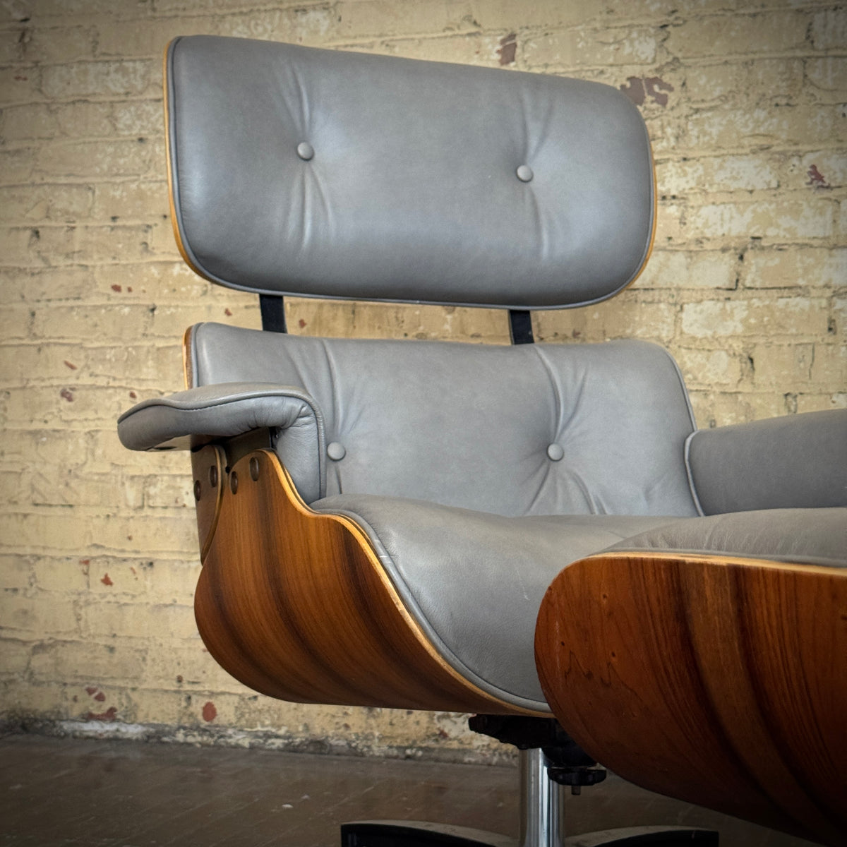 Vintage Rosewood and Leather Selig Eames Style Lounge Chair and Ottoman