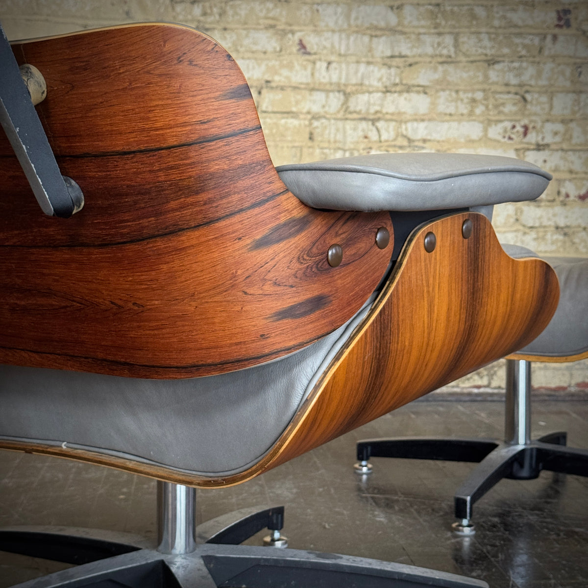 Vintage Rosewood and Leather Selig Eames Style Lounge Chair and Ottoman