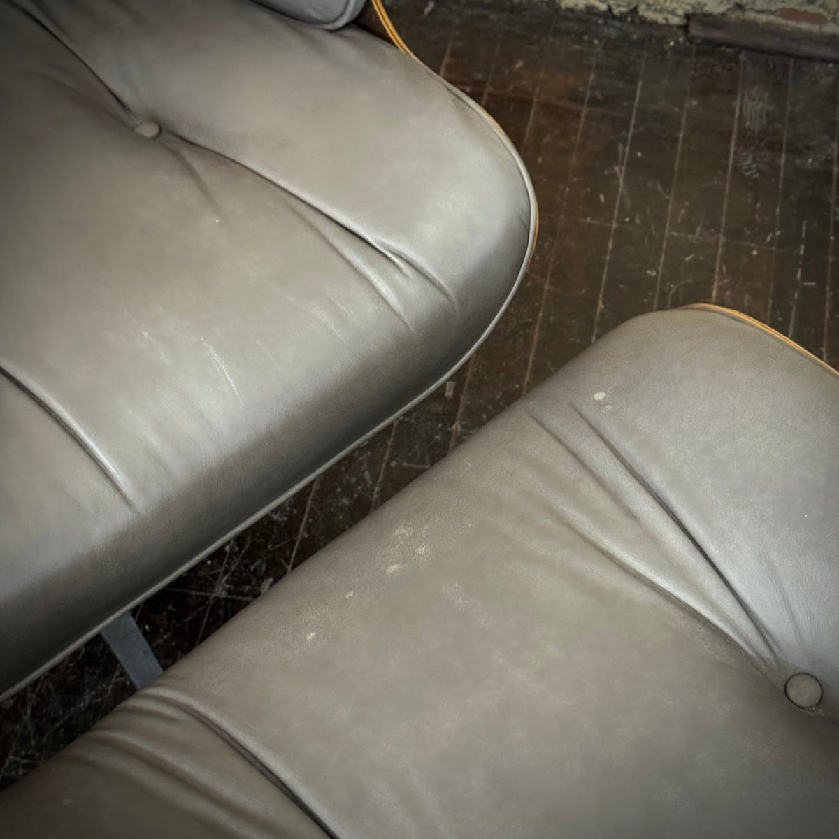 Vintage Rosewood and Leather Selig Eames Style Lounge Chair and Ottoman