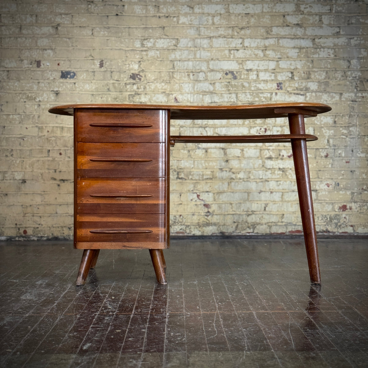 Bissman Kidney Bean Solid Walnut Desk
