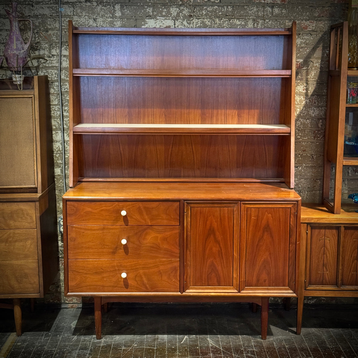 Drexel Declaration 2 Piece China cabinet with open Milk-Glass Shelves