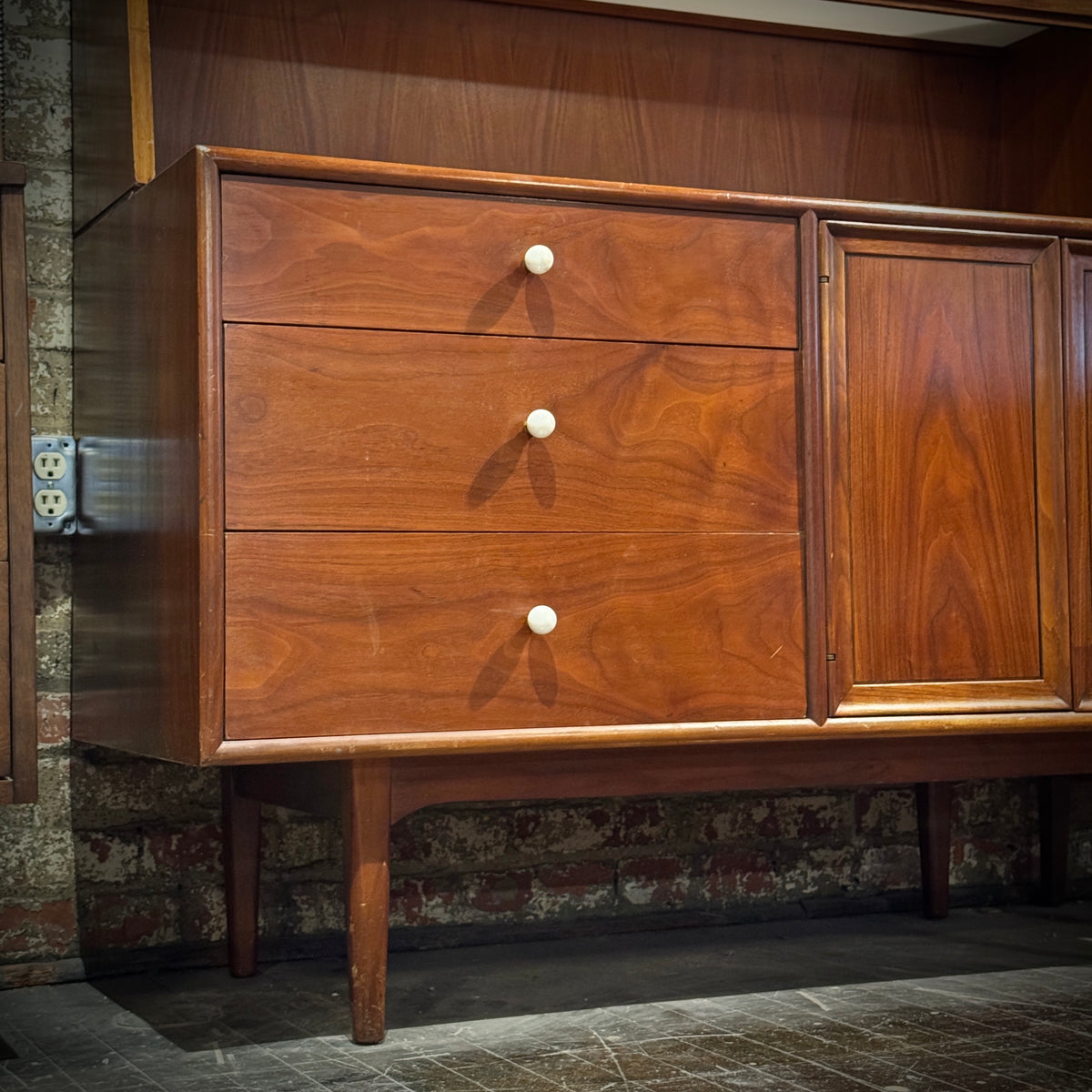 Drexel Declaration 2 Piece China cabinet with open Milk-Glass Shelves
