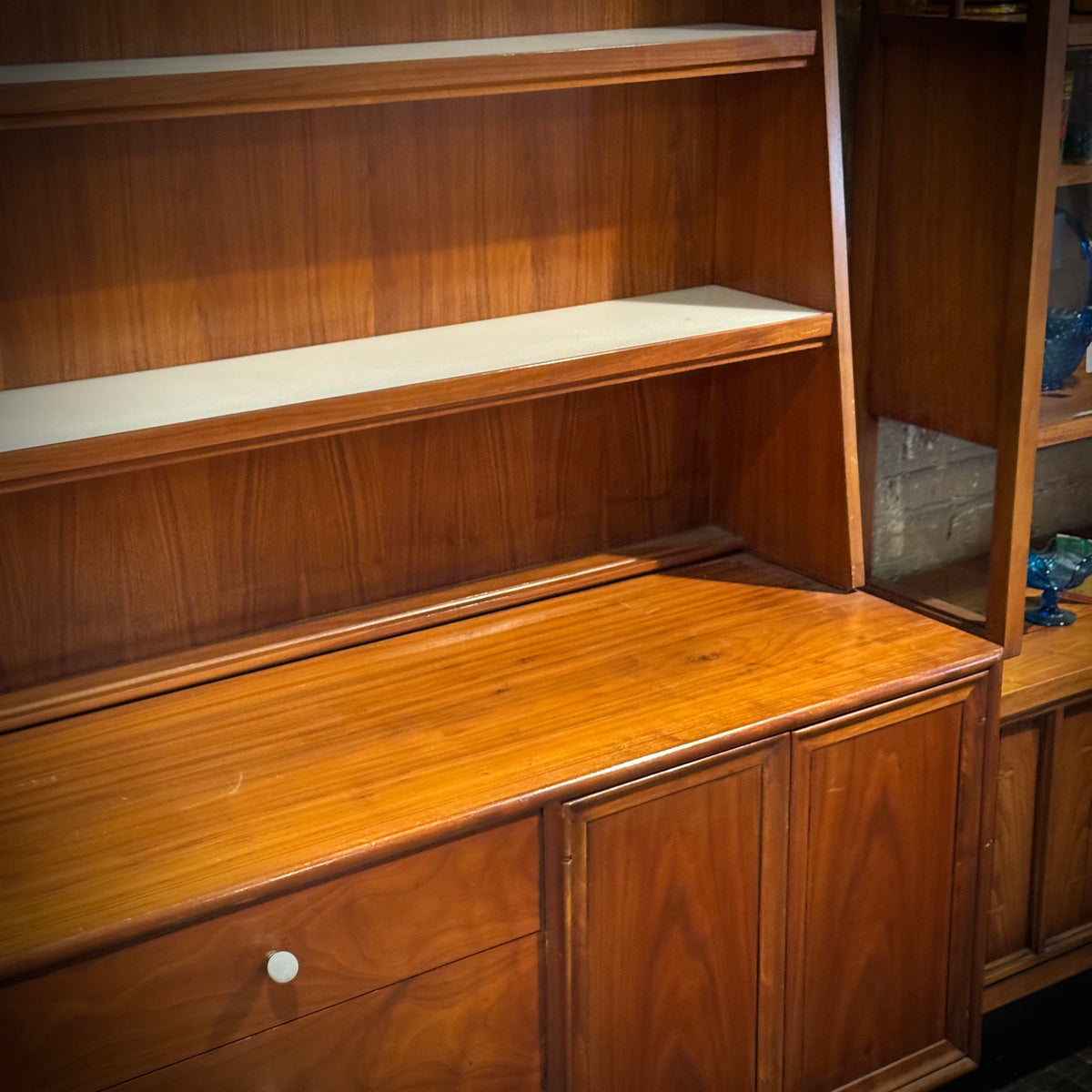 Drexel Declaration 2 Piece China cabinet with open Milk-Glass Shelves
