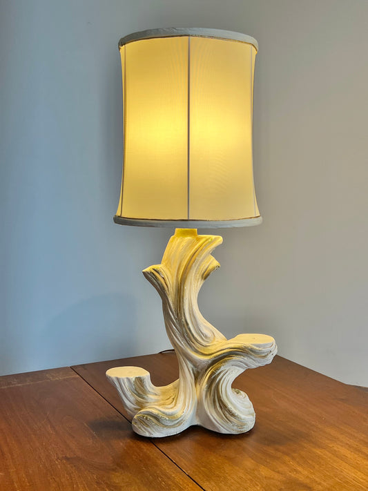 Vintage Glazed Plaster Driftwood Table Lamp