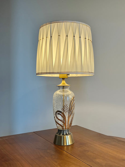 Mid Century Crackle Glass Table Lamp