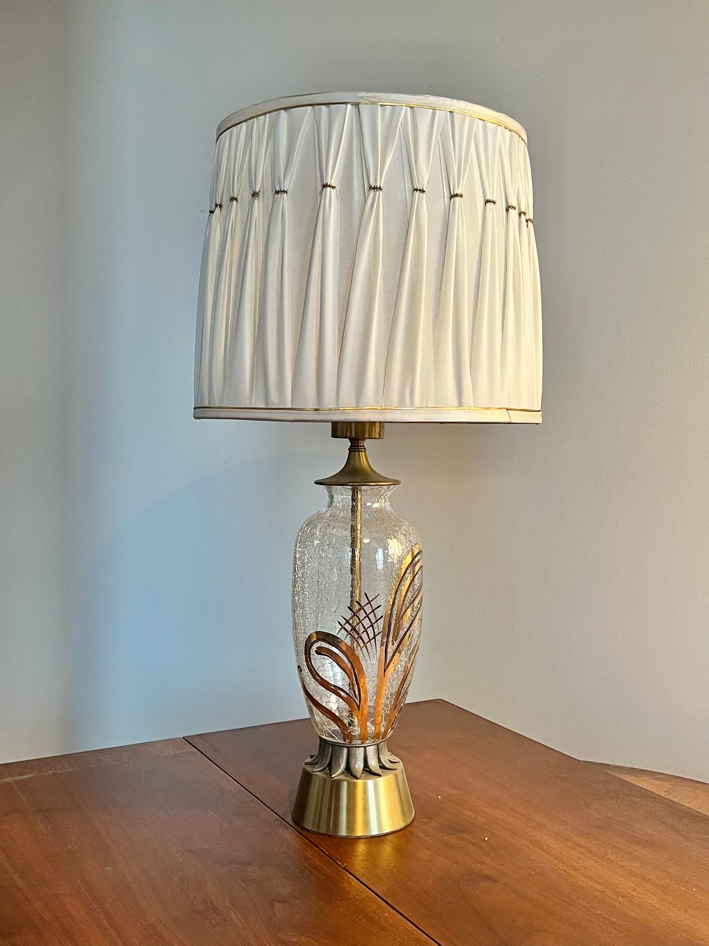 Mid Century Crackle Glass Table Lamp