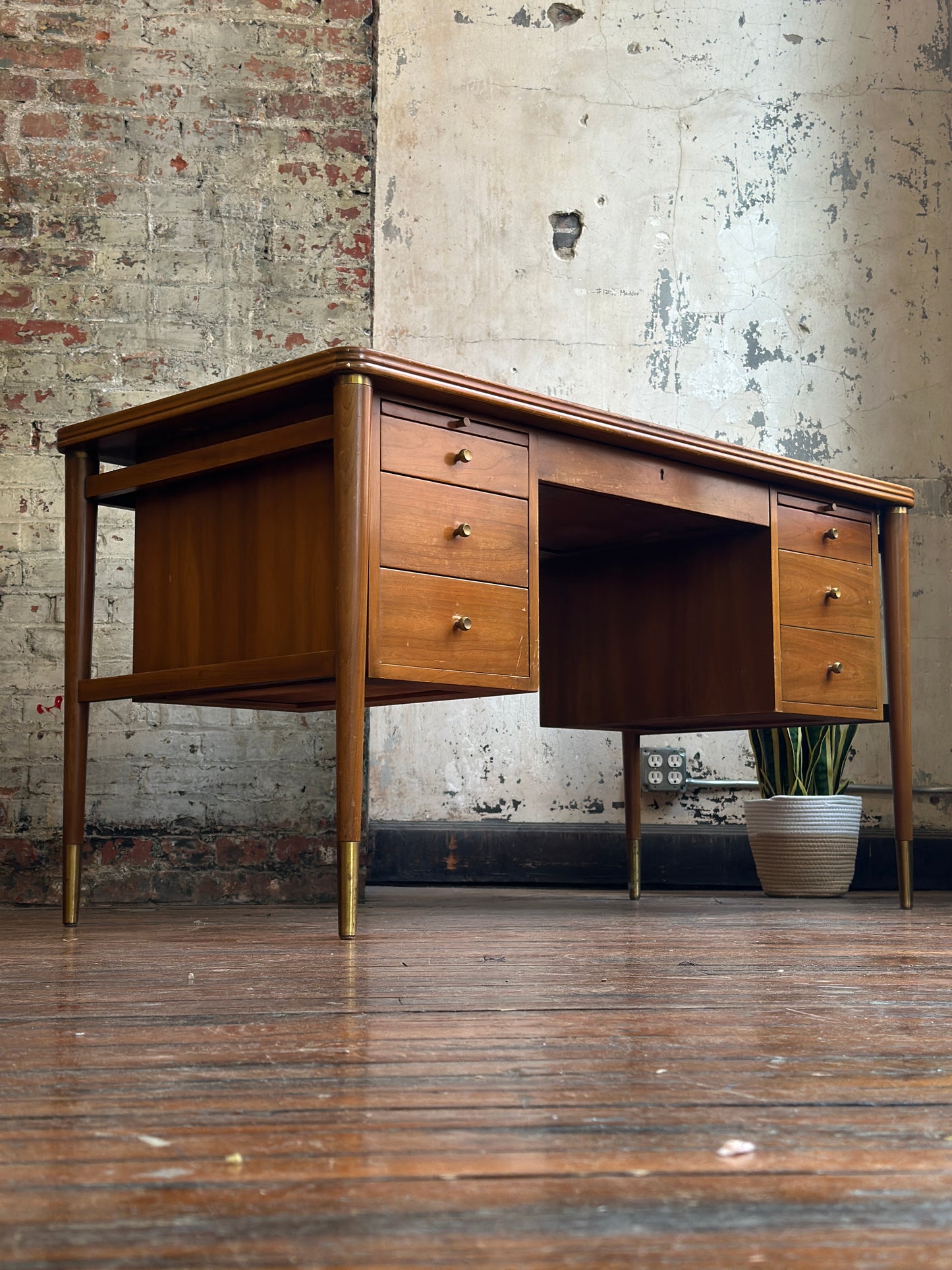 John Widdicomb Brass Mounted Cherry Desk