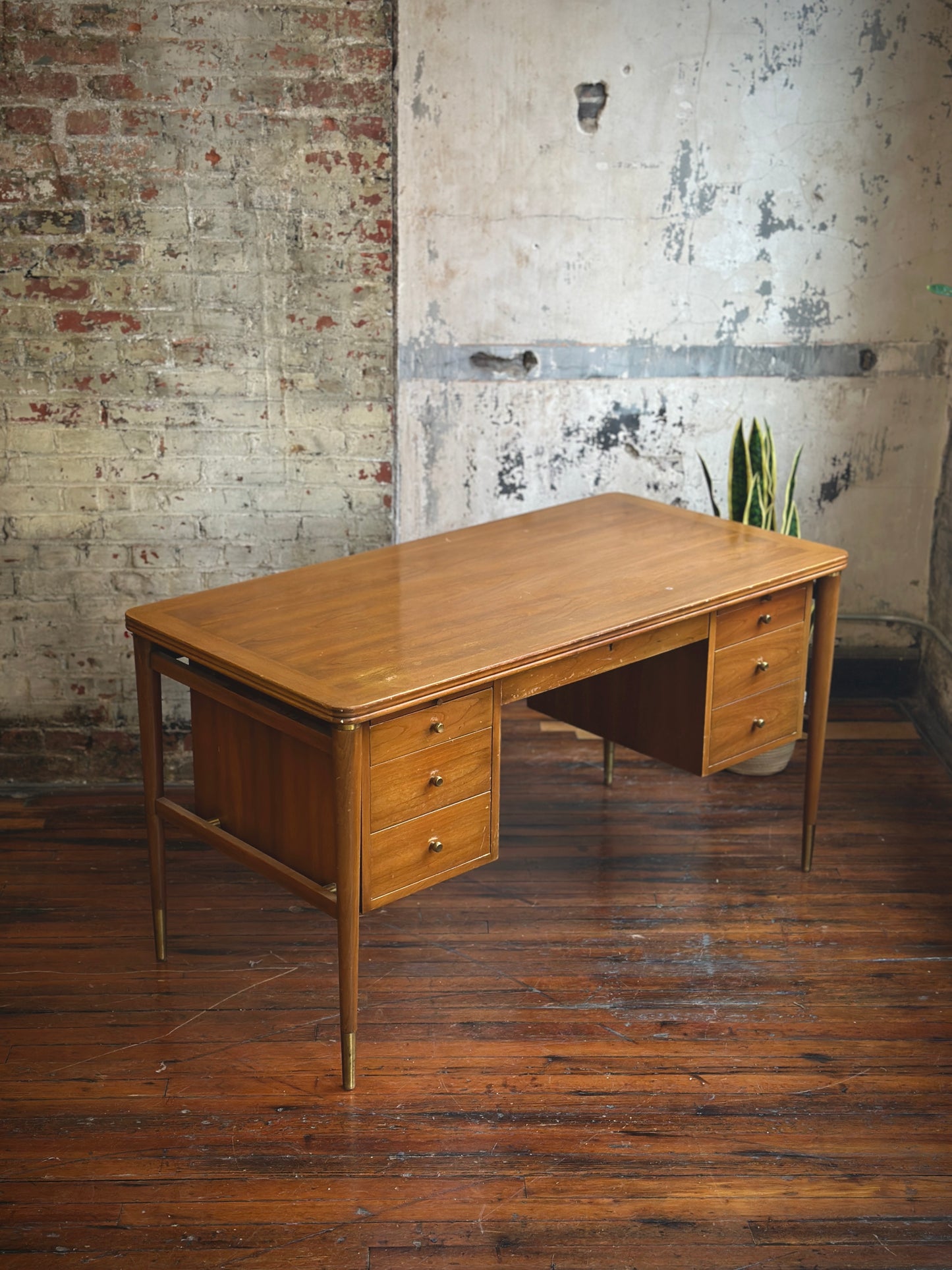 John Widdicomb Brass Mounted Cherry Desk