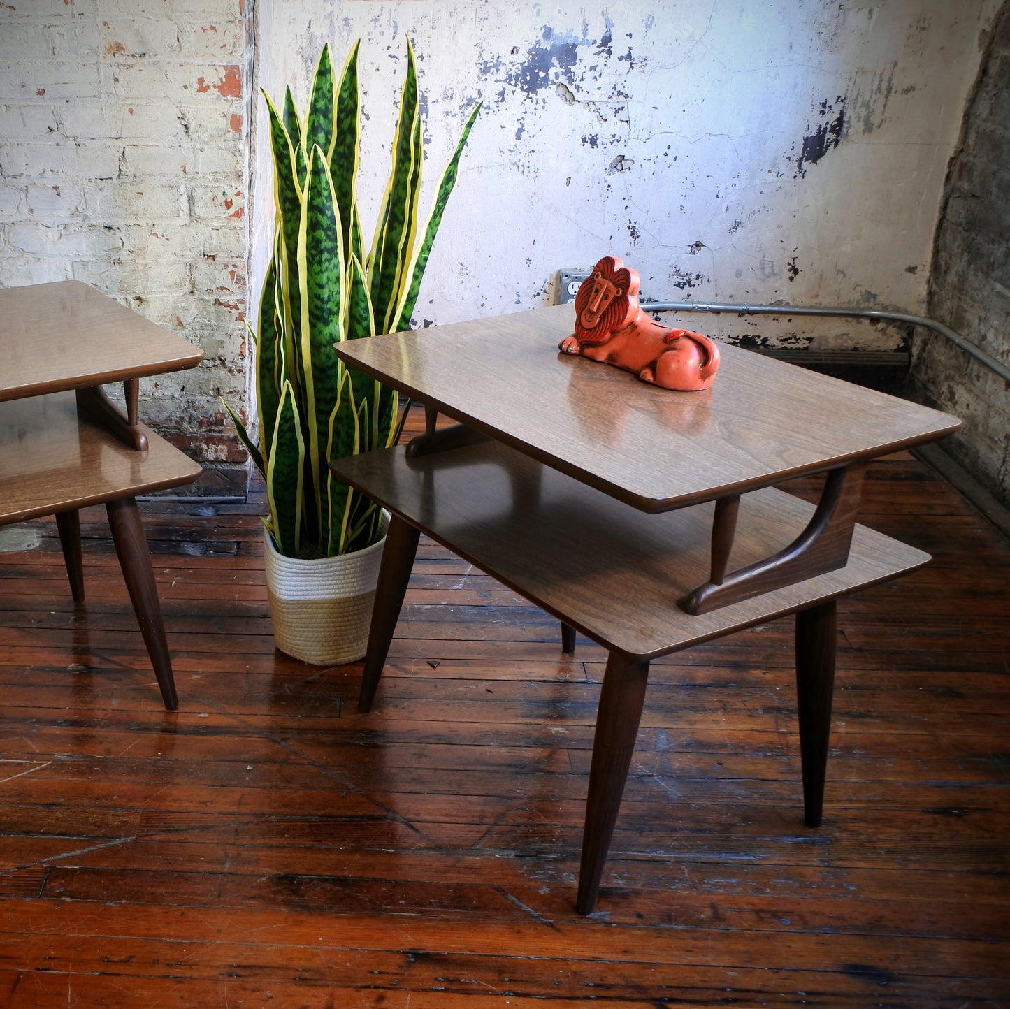 Vintage Laminate Top Side Tables (Pair)
