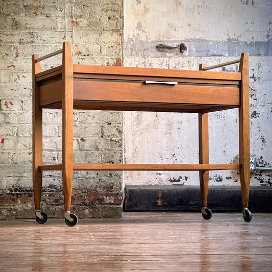 Lone Tuxedo MCM Walnut Bar Cart w/ Rosewood Inlay