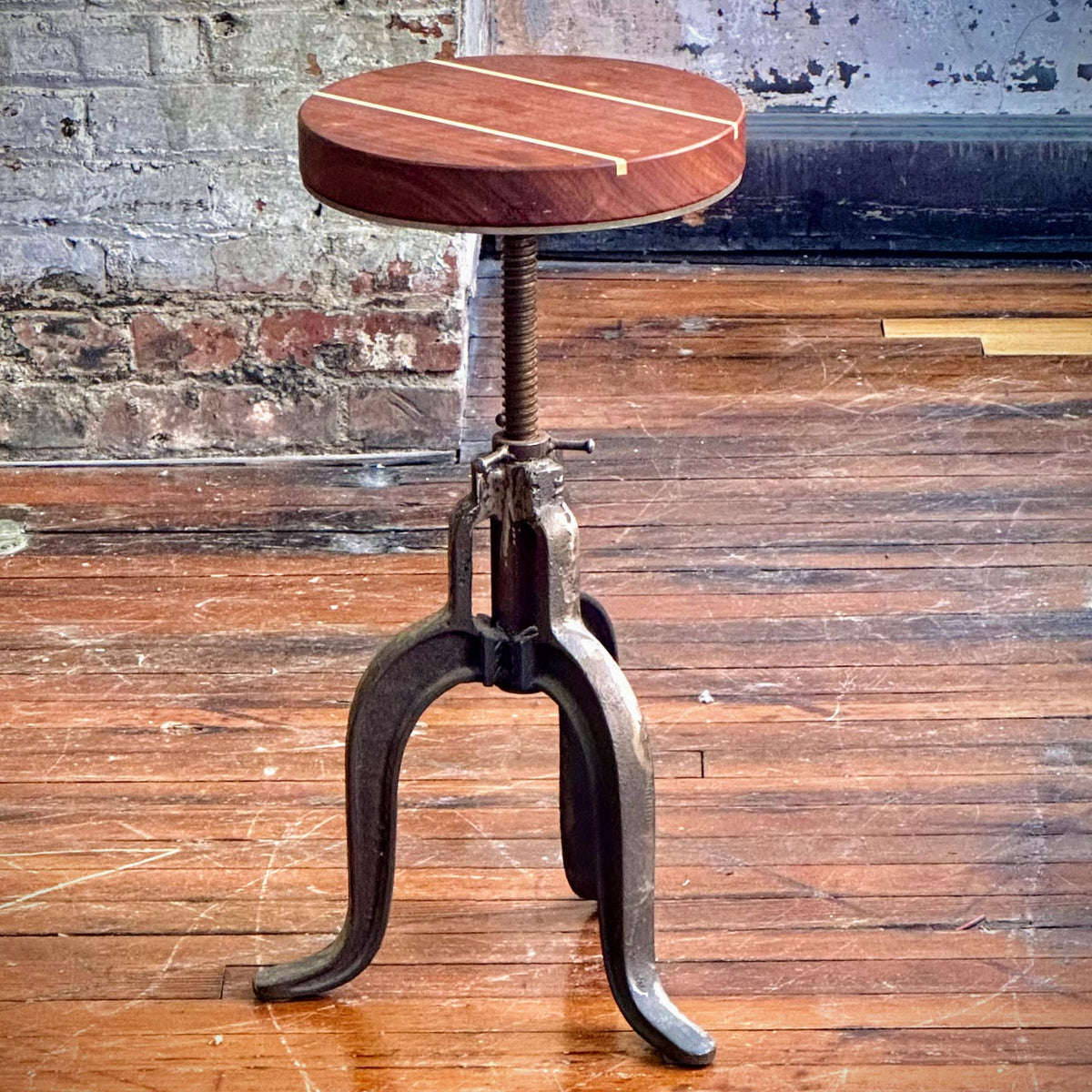 Industrial Swivel Stools w/ Custom Wood Seat (Set of 4) – Vintage Source